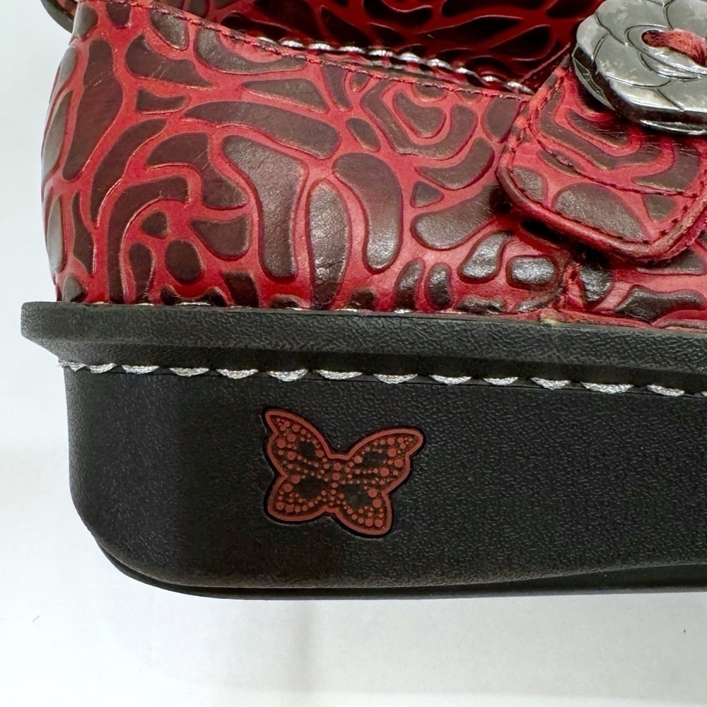 Algeria Paloma Wine Embossed Rose Mary Jane Shoe Size EU 36 US 6 - Picture 9 of 12
